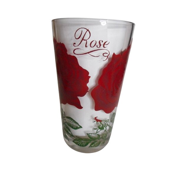 MCM Boscul Peanut Butter Drinking Juice Glass Tumbler Dark Red Rose Estate  5" - Picture 1 of 4